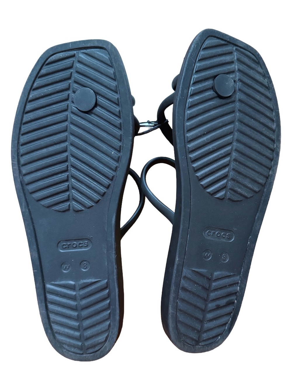 Crocs Miami Toe Loop Sandals Women’s 8 Black Platform Comfort NWT Like New - Picture 6 of 7